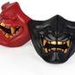 half face red oni mask