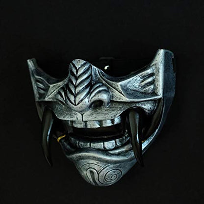 silver oni half mask