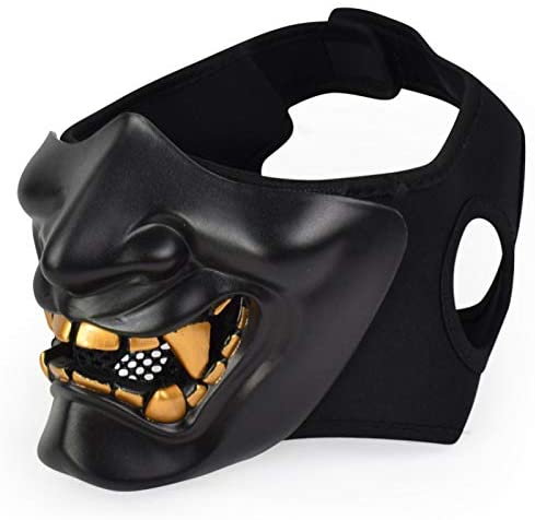 green half face oni mask