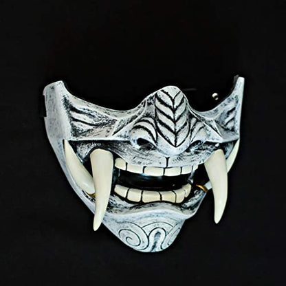 white half oni mask