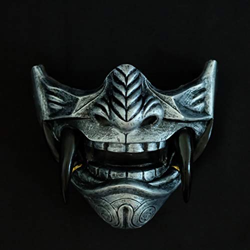 silver oni half mask