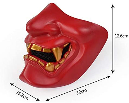 half face red oni mask