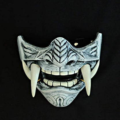 white half oni mask