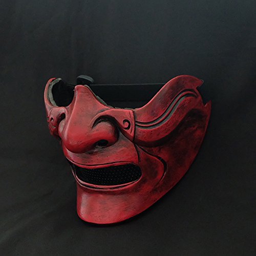 samurai red half mask