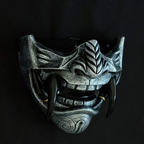 silver oni half mask