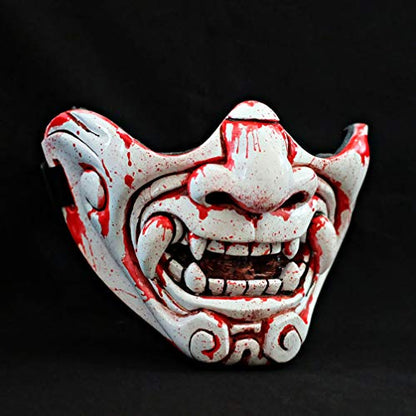 white half face oni mask