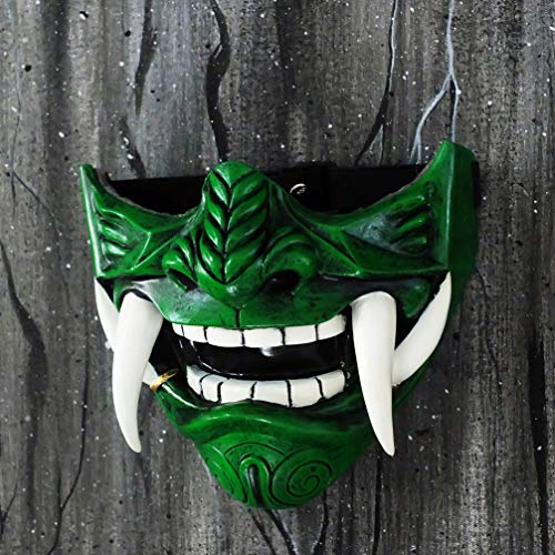 green oni half mask