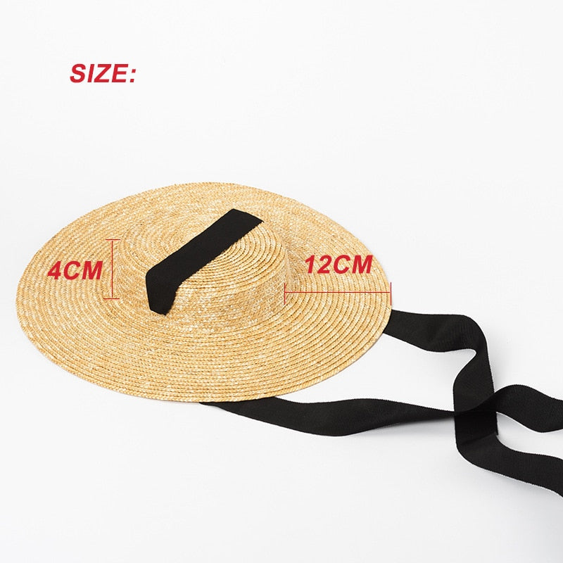 flat brim straw hat size