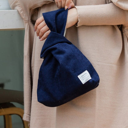 striped corduroy knot bag