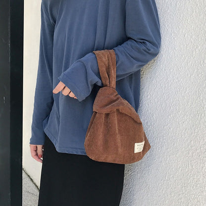 striped corduroy knot bag