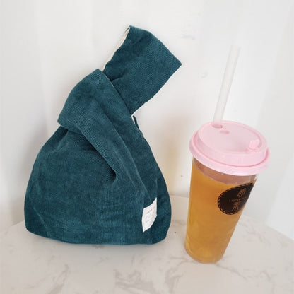 striped corduroy knot bag