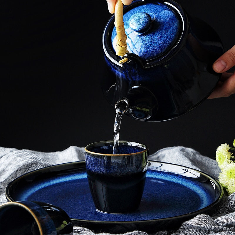 Japanese Kiln Glaze Blue Tea Set – Japanese Oni Masks
