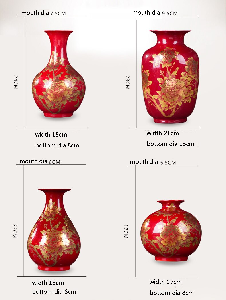 crystal gold vase size