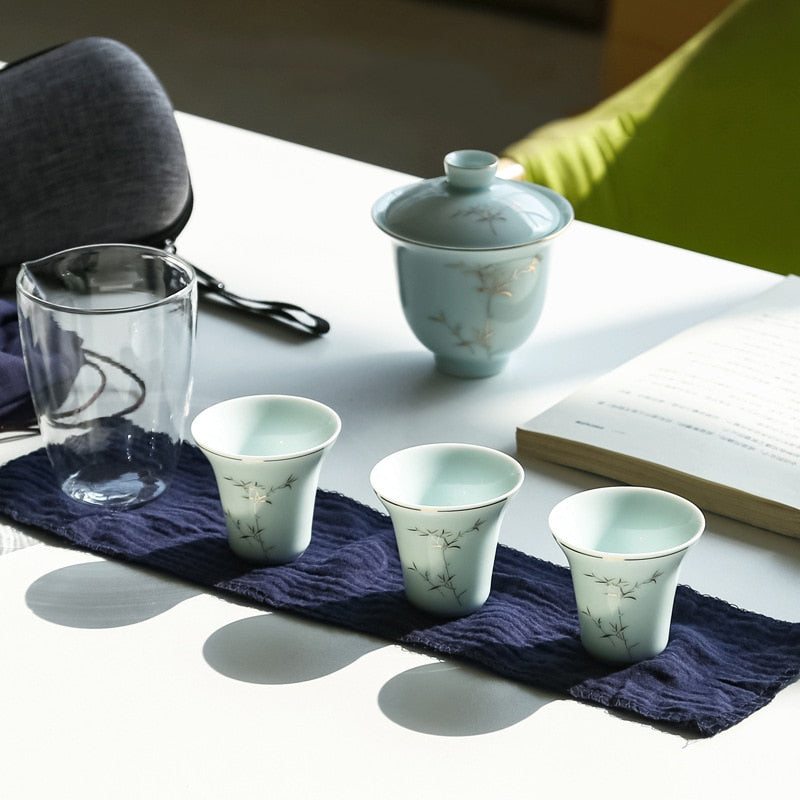 porcelain travel tea set