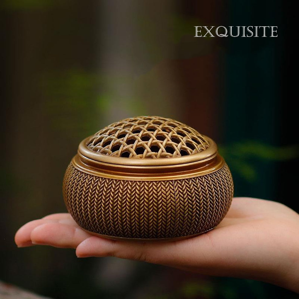 brass grid incense burner