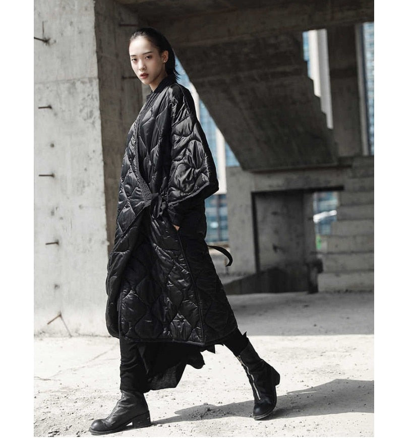 Winter Kimono Black Long Coat