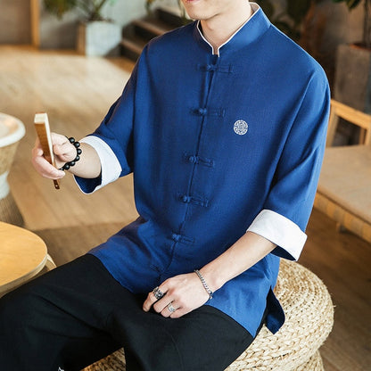 blue haori shirt