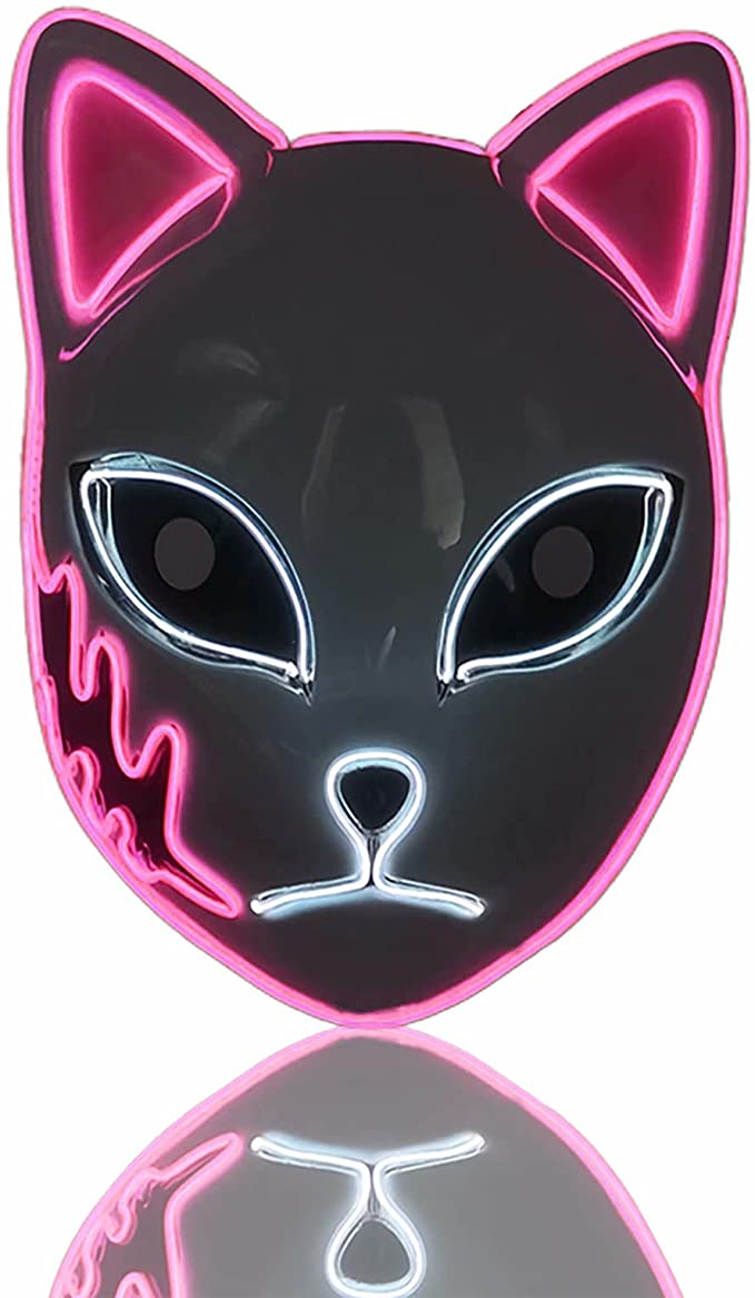 anime glowing led kitsune mask