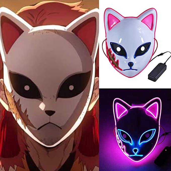 anime glowing led kitsune mask