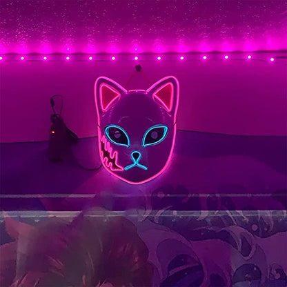 anime glowing led kitsune mask