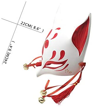 Hand-Painted Fox Kitsune Mask Red – Japanese Oni Masks