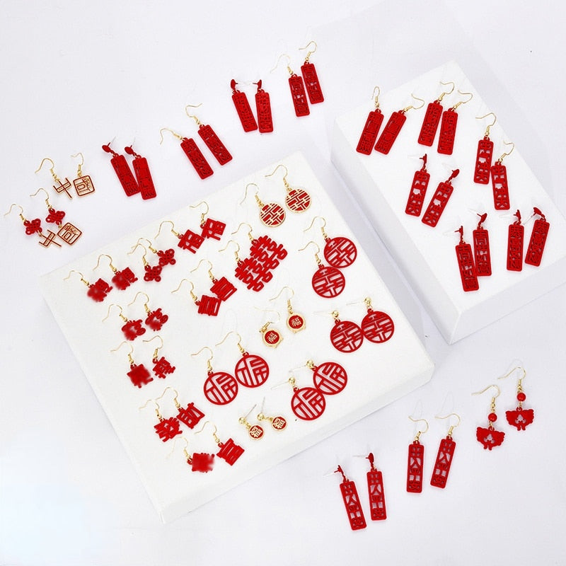 red rose season earrings