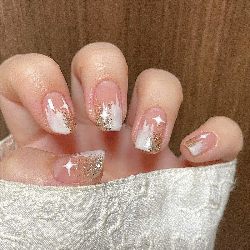 peach pink artificial nails