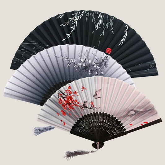 Japanese Style Silk Folding Hand Fan