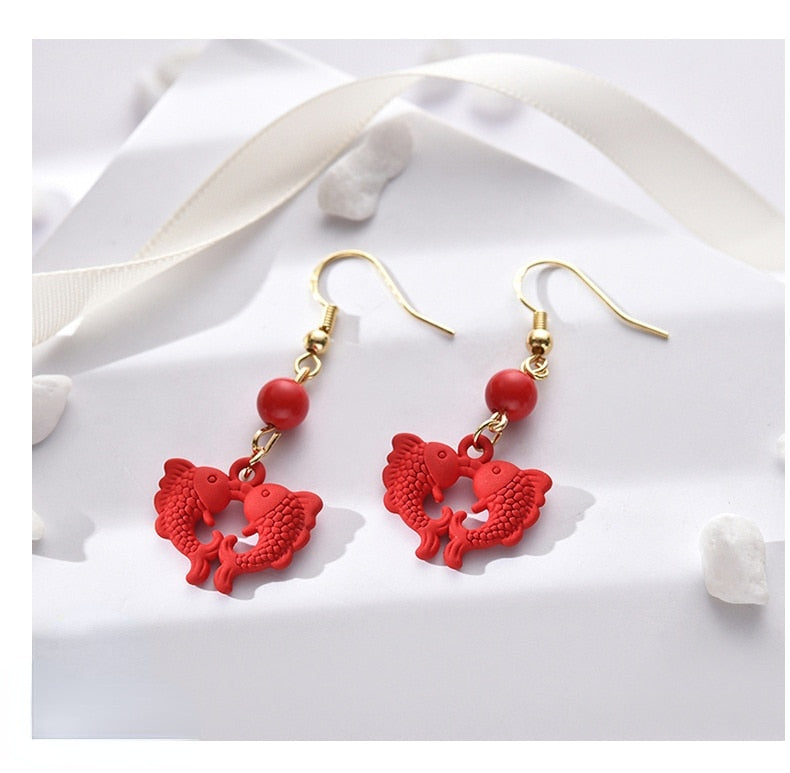 red rose season earrings