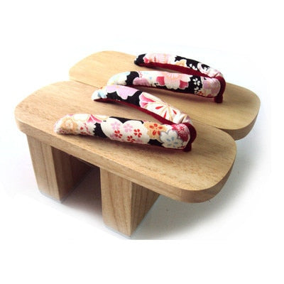 white japanese wooden sandals