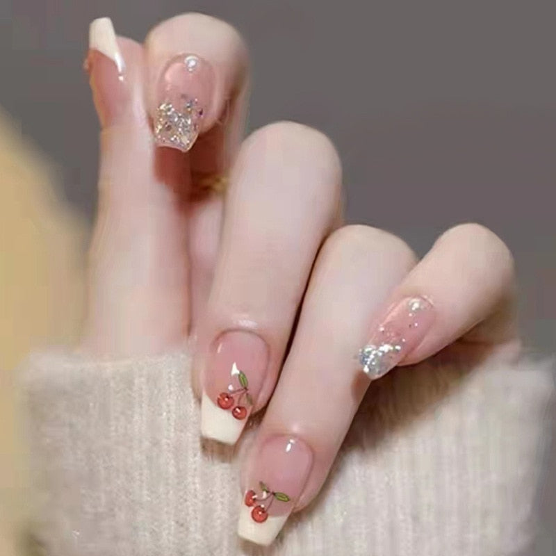 peach pink artificial nails