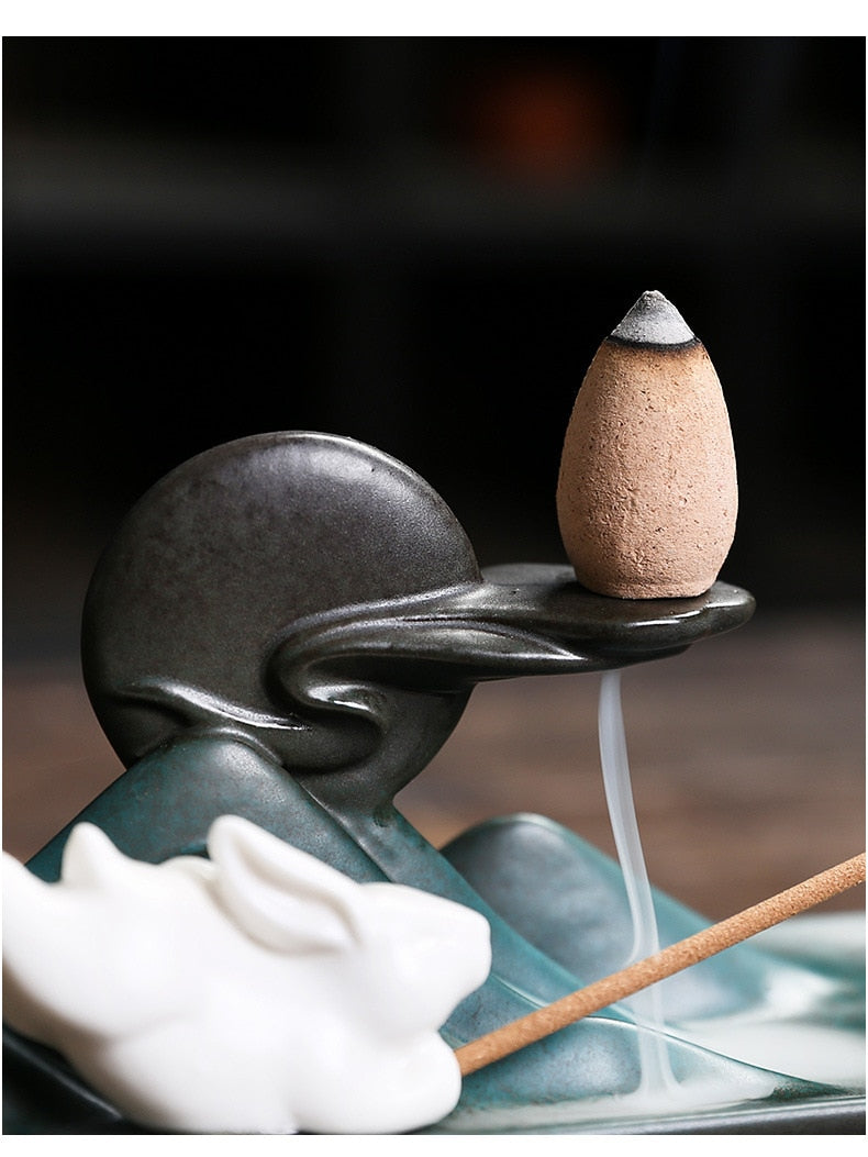 Ceramic Backflow Incense Burner – Japanese Oni Masks