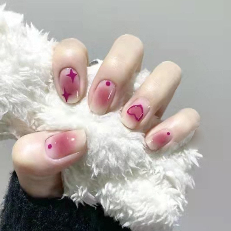 peach pink artificial nails