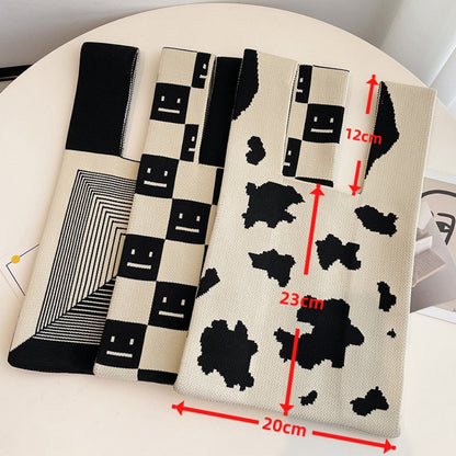 geometric rug knot bag