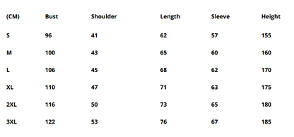 geisha t-shirt size