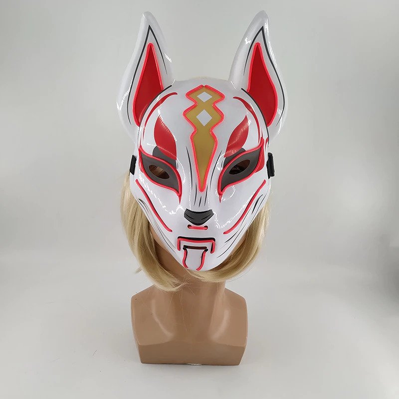 LED Fox Pink Mask – Japanese Oni Masks