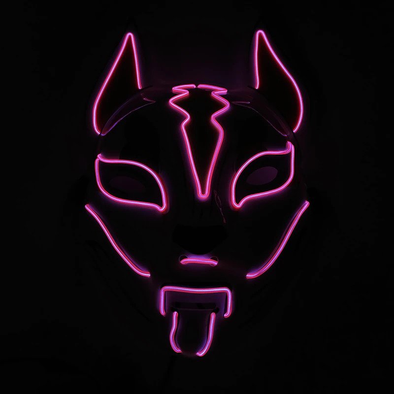 LED Fox Pink Mask – Japanese Oni Masks