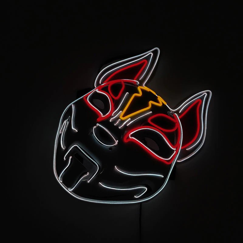 led kitsune mask