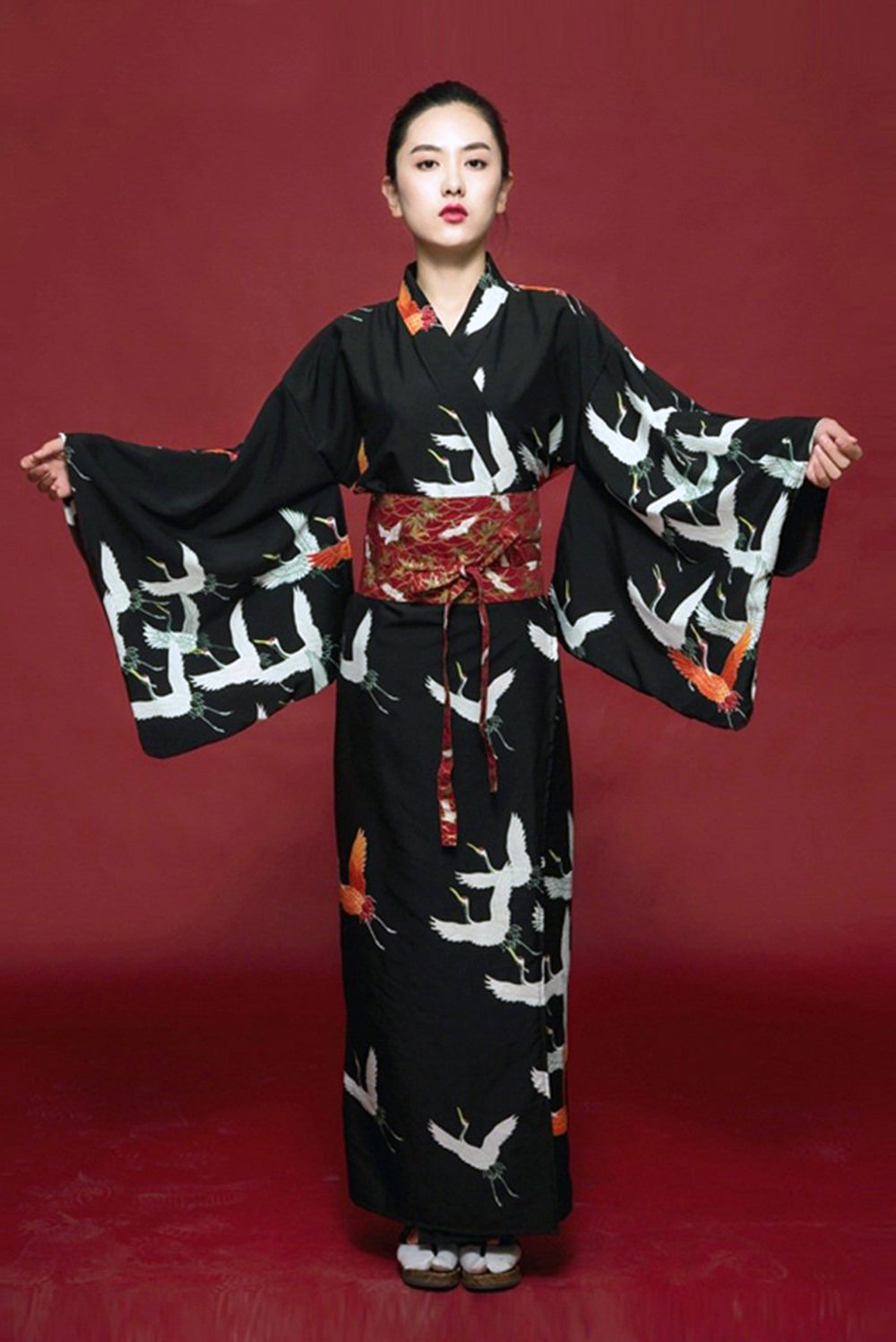 Japanese Modern Kimono Dress Black – Japanese Oni Masks
