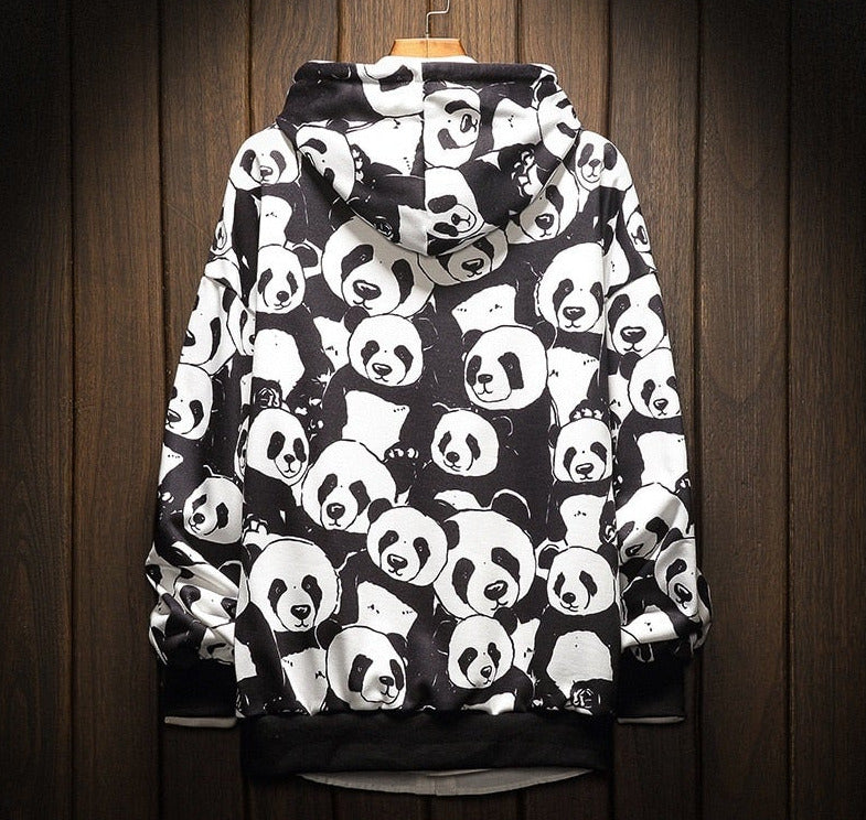 Hoodie Panda Pattern Japanese Oni Masks