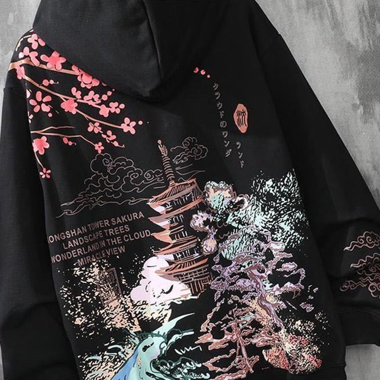 Embroidered japanese hoodie hot sale