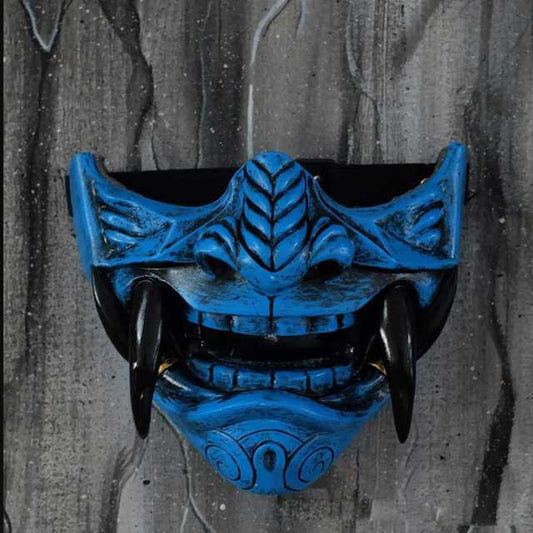 blue half oni mask