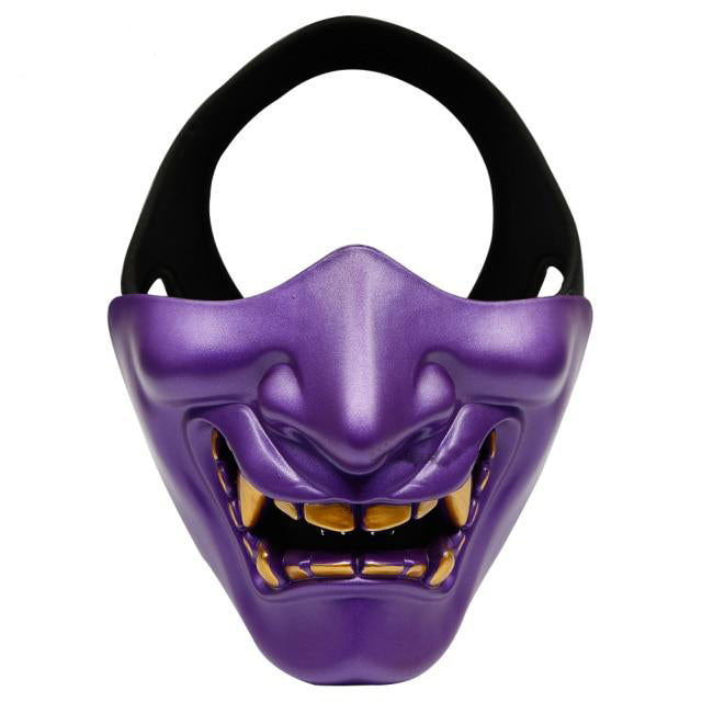 purple half face oni mask