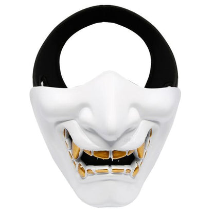 white half face oni mask