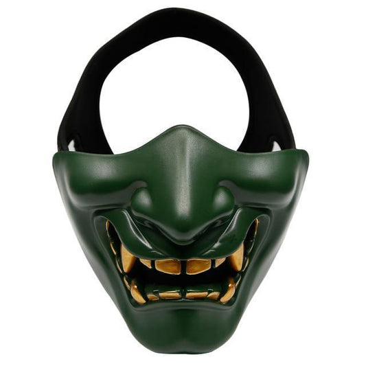 green half face oni mask