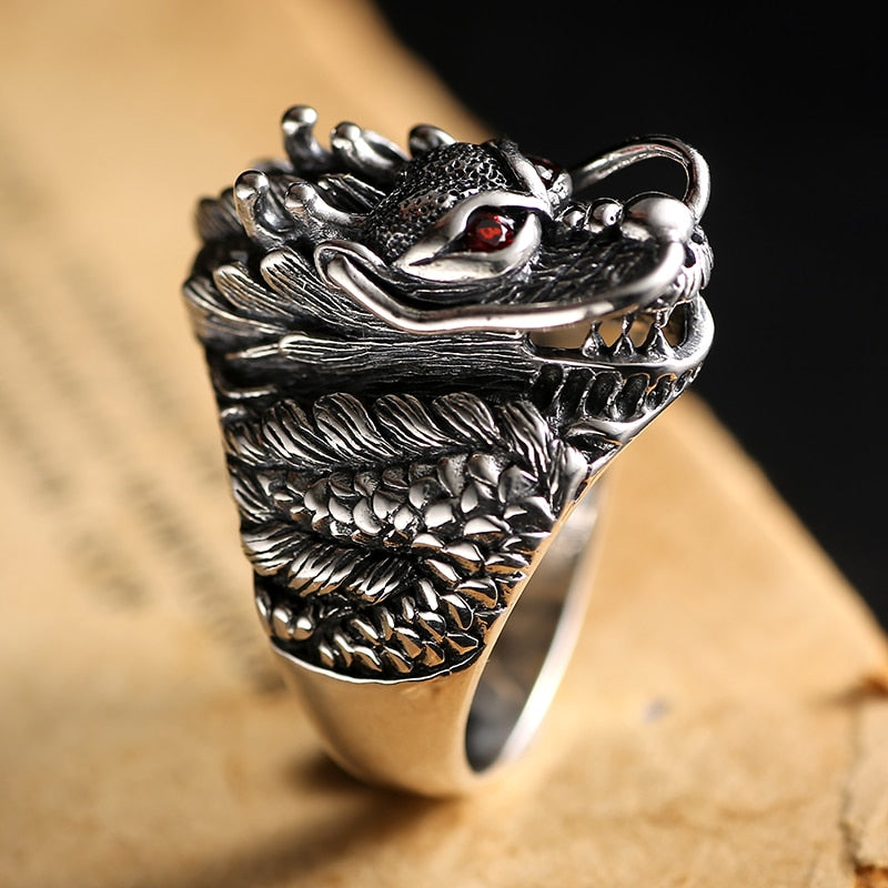 silver dragon ring