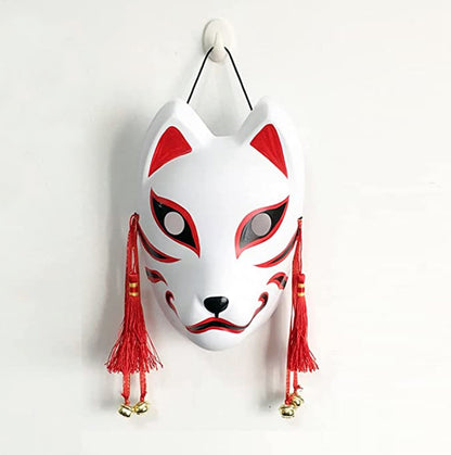 Hand-painted Japanese fox mask detail